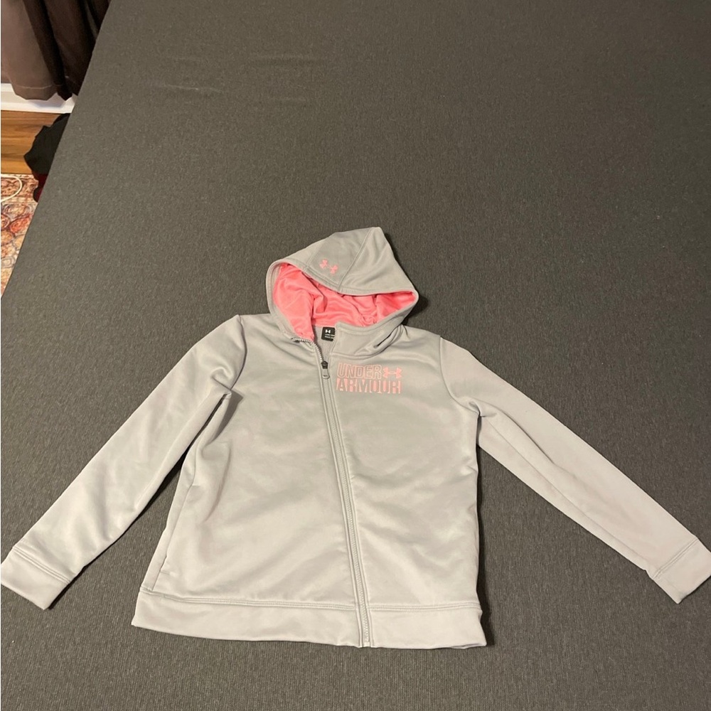 Under Armour Gray and Pink Zip-Up Sweatshirt